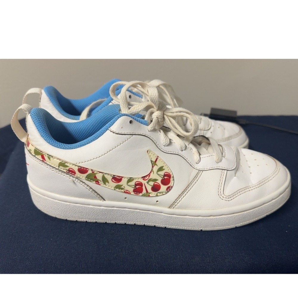 Nike Court Borough Low Sneakers White Cherry Print 3160604-105 | Size‎ 6.5Y/8W